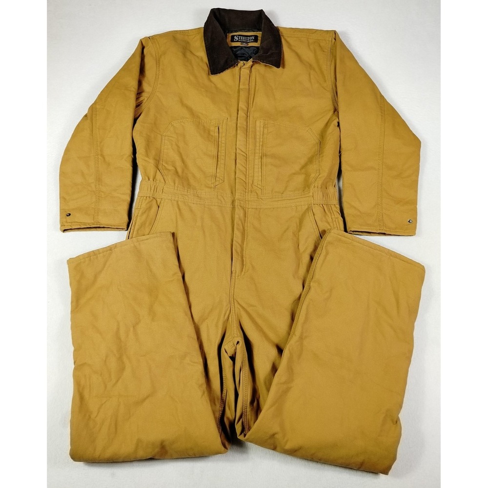 Steelton Coveralls Mens Medium‎ Brown Duck Canvas Quilted Insulated Workwear